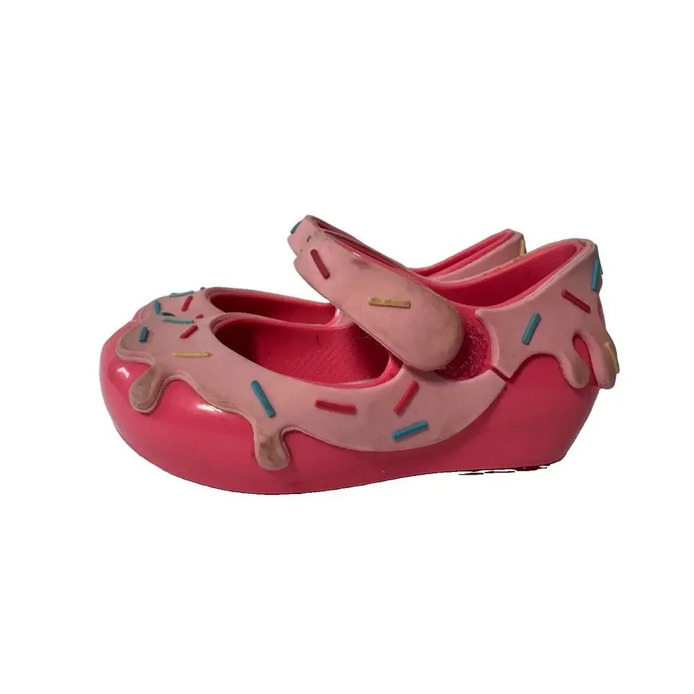 Mini Melissa Toddler Girls Size 5 Pink Donut Sprinkle Jelly Mary Jane Shoes
